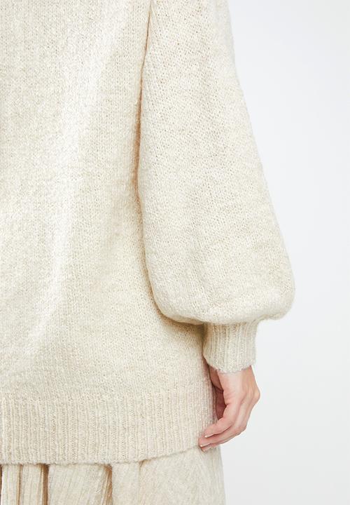 MANGO - Long line knit - cream