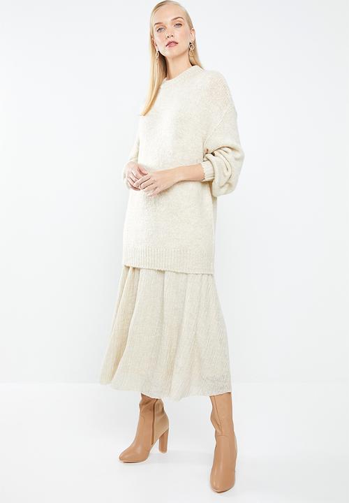 MANGO - Long line knit - cream