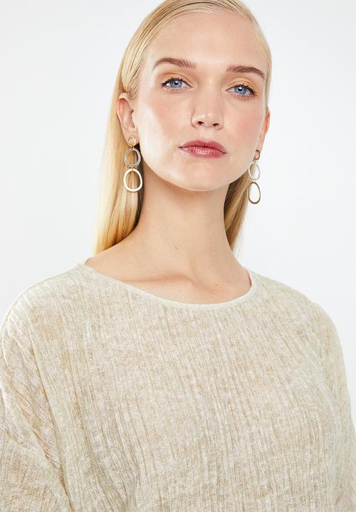 MANGO - Textured flowy T-shirt - beige