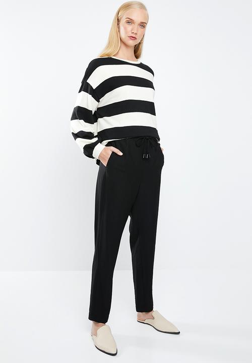 MANGO - Textured baggy trousers - black