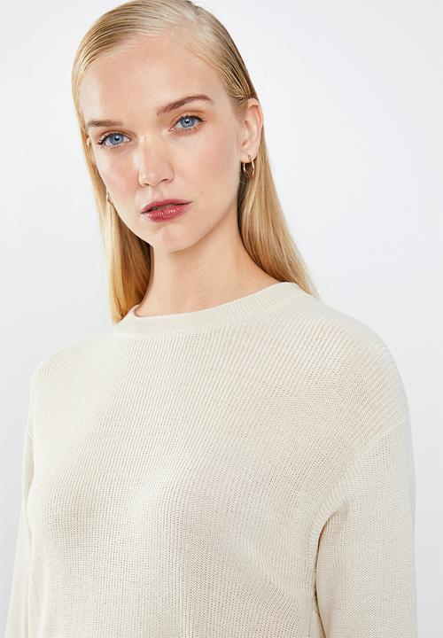 MANGO - Back vent knit - cream