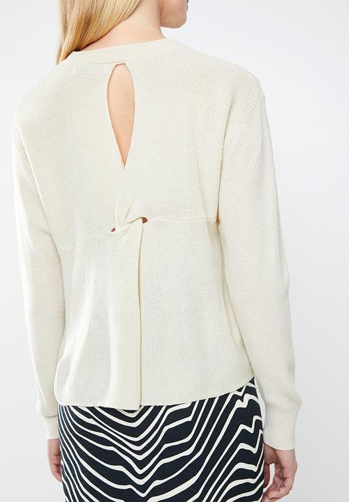 MANGO - Back vent knit - cream