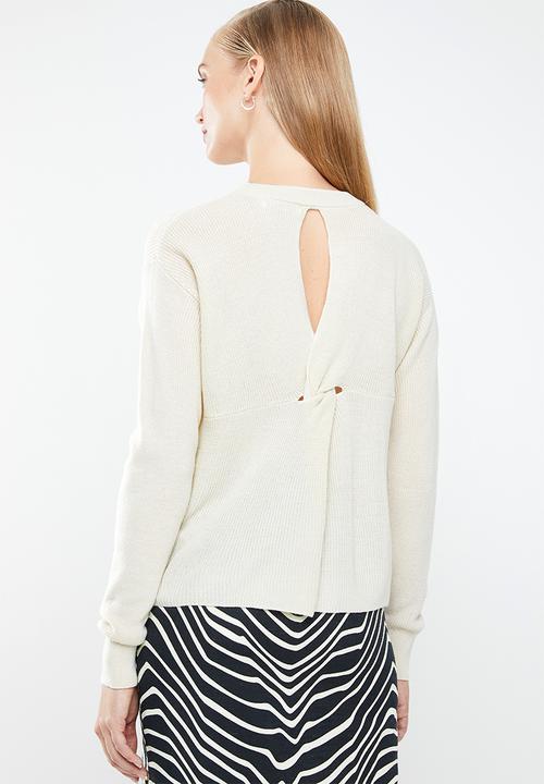 MANGO - Back vent knit - cream