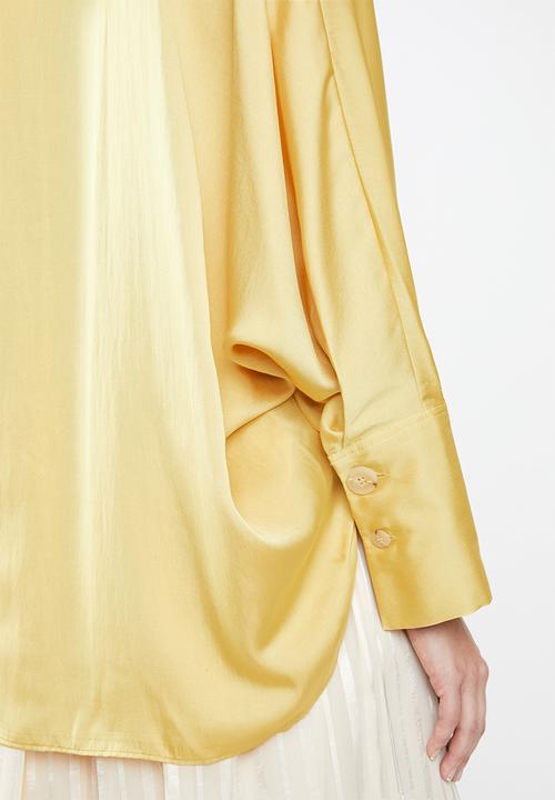 MANGO - Drape satin blouse - yellow
