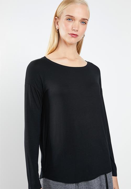 MANGO - Long sleeve loose fit top - black