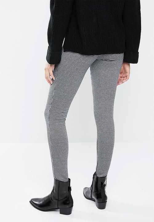 MANGO - Check leggings - black