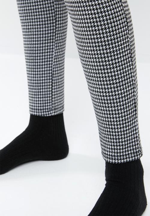 MANGO - Check leggings - black