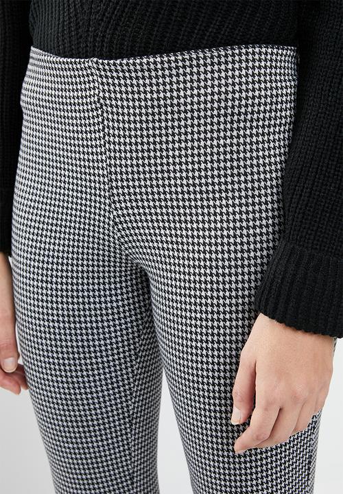 MANGO - Check leggings - black