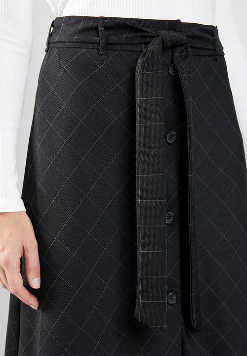 MANGO - Button down flare skirt - black
