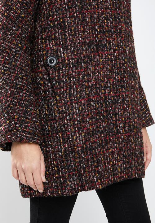 MANGO - Flecked wool-blend coat - burgundy
