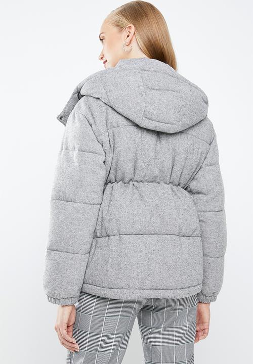 MANGO - Wool blend quilted puffer jacket - grey