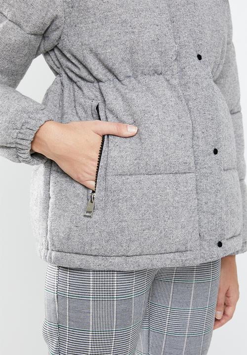 MANGO - Wool blend quilted puffer jacket - grey
