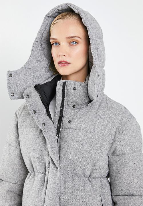 MANGO - Wool blend quilted puffer jacket - grey