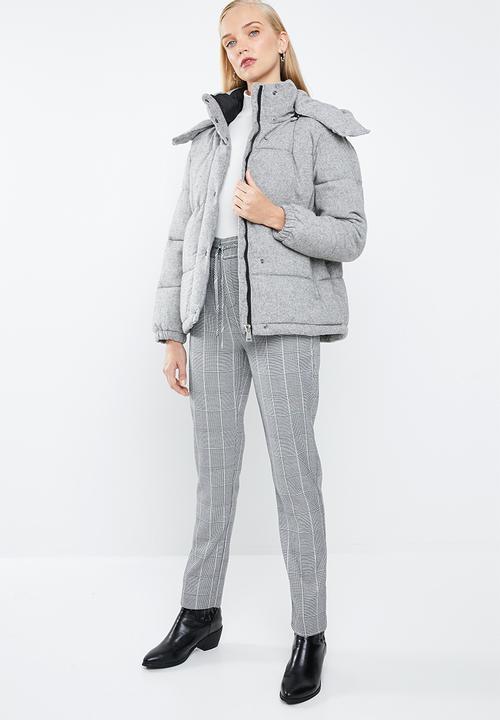 MANGO - Wool blend quilted puffer jacket - grey