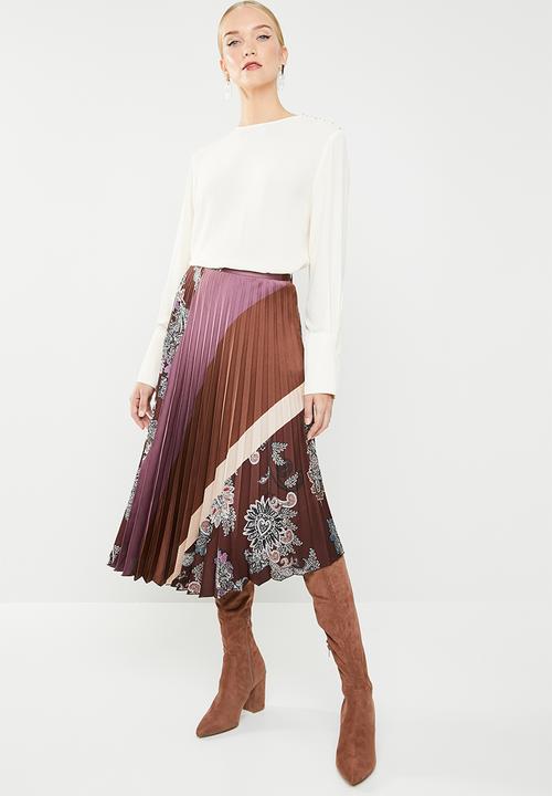 MANGO - Pleated printed skirt - multi