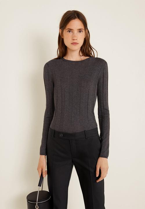 MANGO - Straight cotton trousers - black