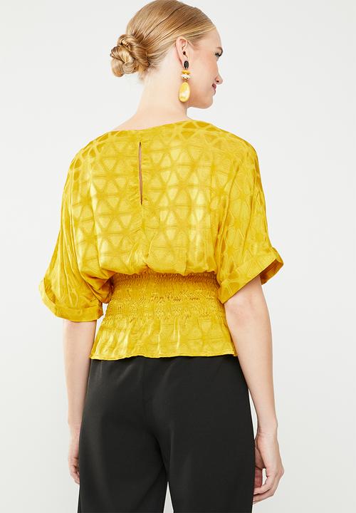 MANGO - Jacquard textured blouse - yellow