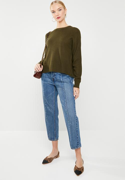 MANGO - Back vent knit - khaki
