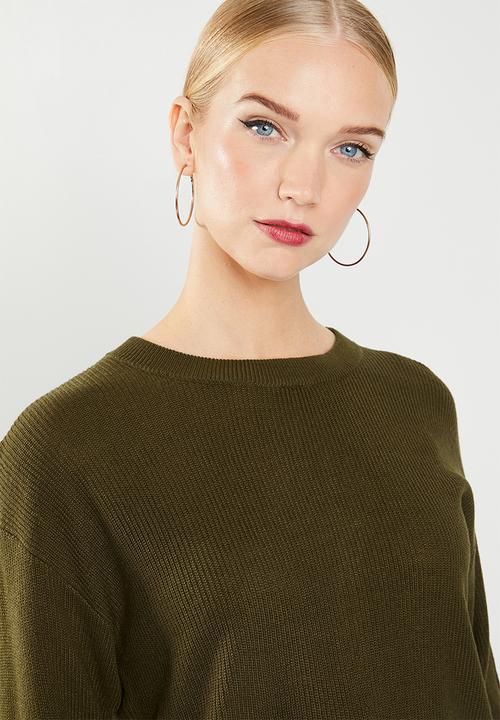 MANGO - Back vent knit - khaki