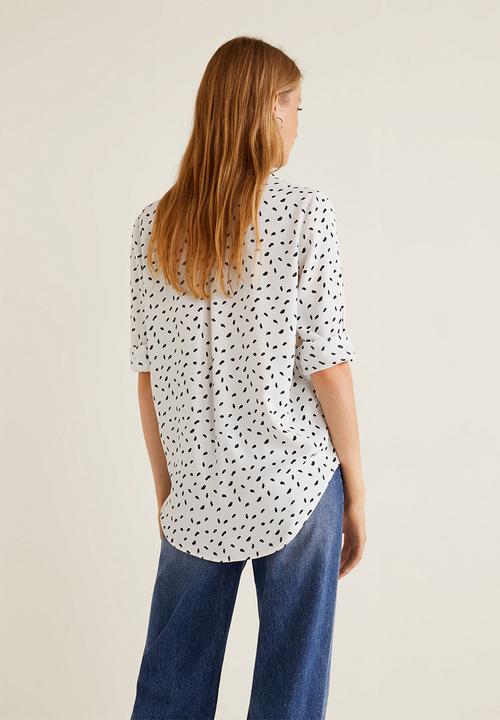 MANGO - Flowy printed shirt - white & black 