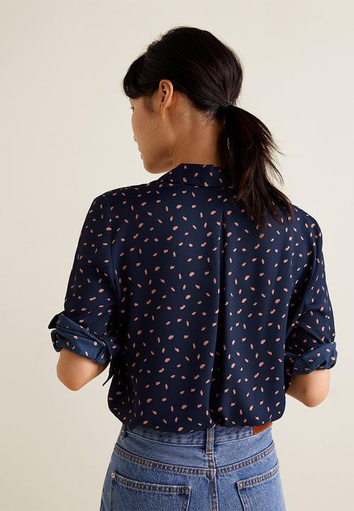 MANGO - Flowy printed shirt - blue