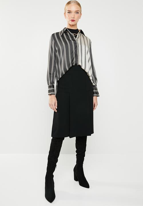 MANGO - Flared midi skirt - black