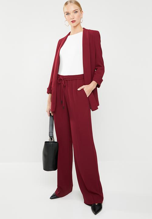 MANGO - Tie waist easy trousers - burgundy