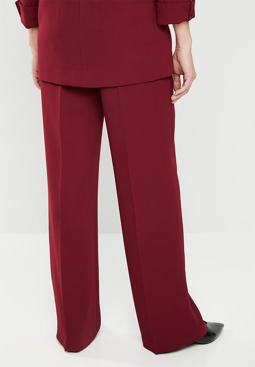 MANGO - Tie waist easy trousers - burgundy