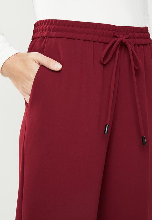 MANGO - Tie waist easy trousers - burgundy