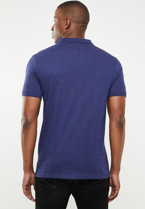 GUESS - Check polo - blue