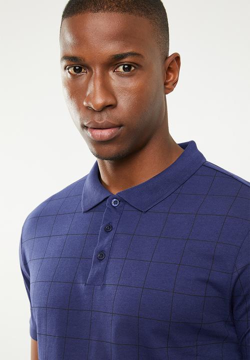 GUESS - Check polo - blue