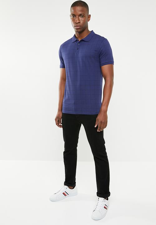 GUESS - Check polo - blue