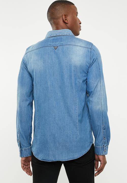 GUESS - Slim fit denim shirt - blue