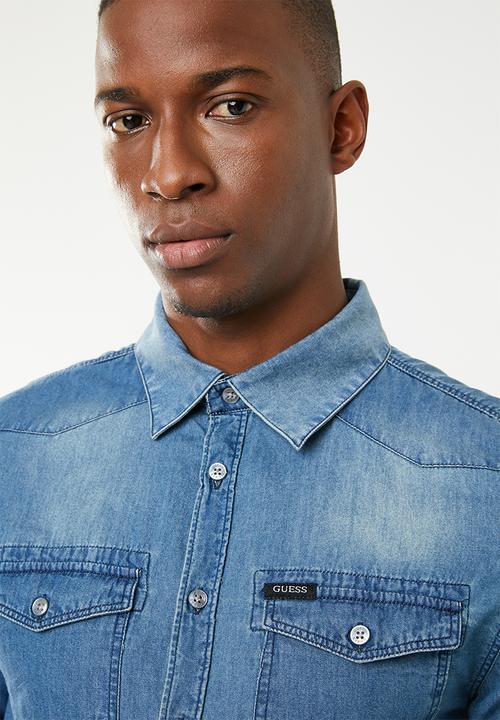 GUESS - Slim fit denim shirt - blue
