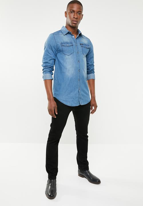 GUESS - Slim fit denim shirt - blue