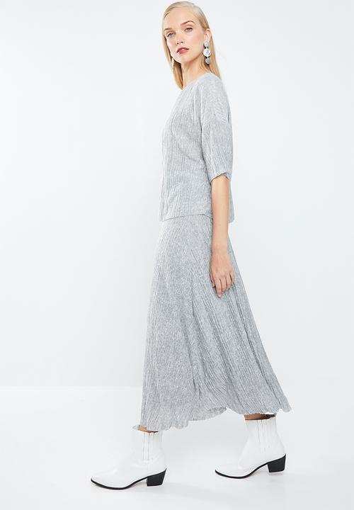 MANGO - Midi textured skirt - grey
