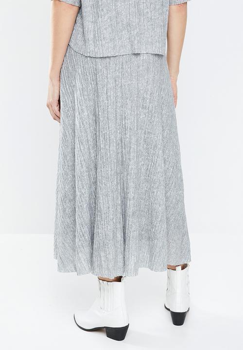 MANGO - Midi textured skirt - grey