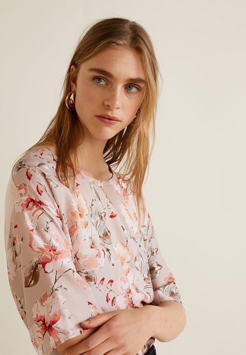 MANGO - Floral T-shirt - pink