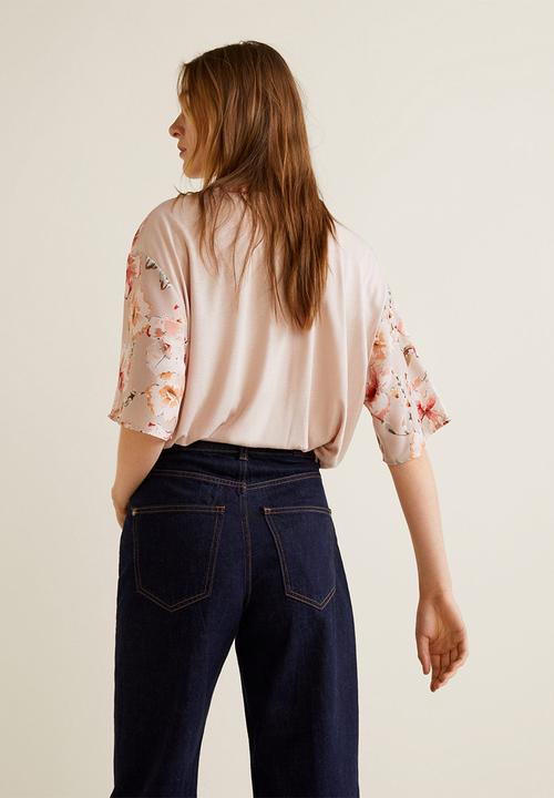 MANGO - Floral T-shirt - pink