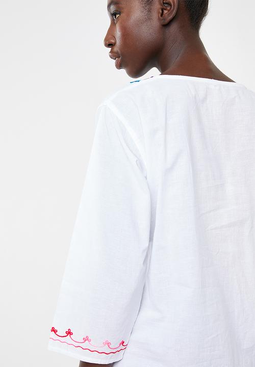 Lithe - Embroidered kaftan - white