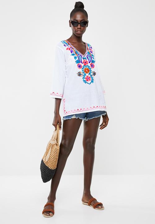 Lithe - Embroidered kaftan - white