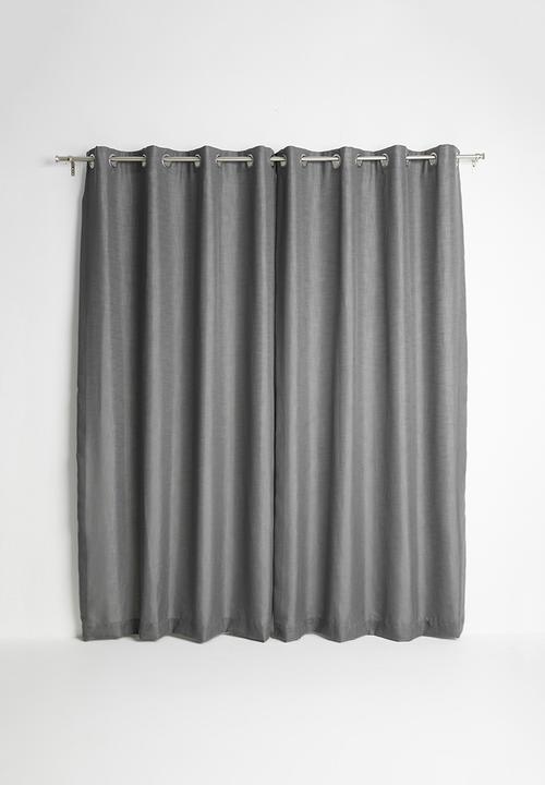 Sixth Floor - Slub lined eyelet curtain 2 pack - charcoal