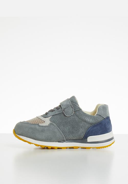 Pop Candy - Leather combo strap and lace sneaker - grey