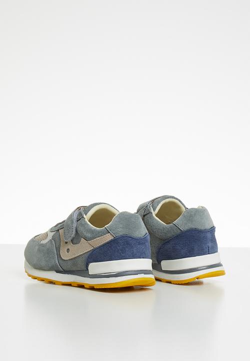 Pop Candy - Leather combo strap and lace sneaker - grey