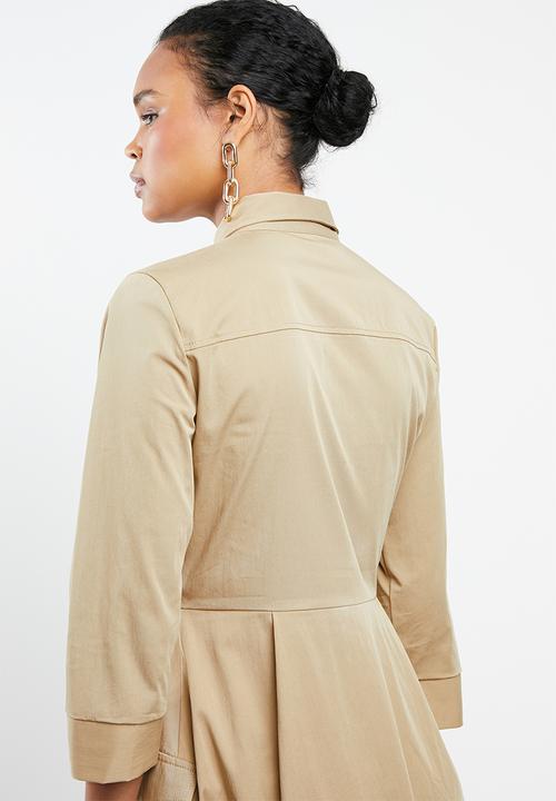 MANGO - Midi utility shirt dress - beige