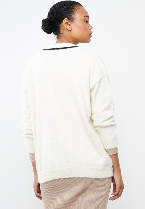 MANGO - Faux fur effect cardigan - cream