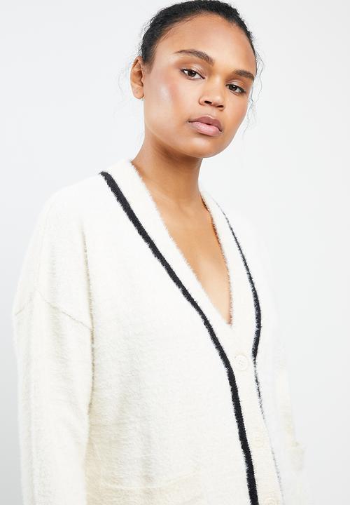 MANGO - Faux fur effect cardigan - cream