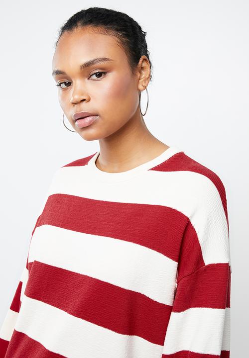 MANGO - Striped sweatshirt - red & cream