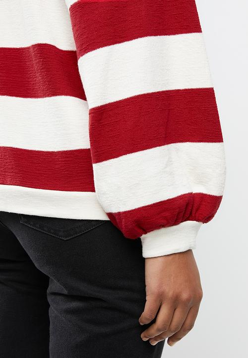 MANGO - Striped sweatshirt - red & cream