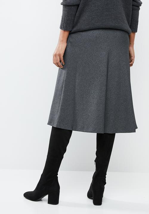 MANGO - Button down flare skirt - grey